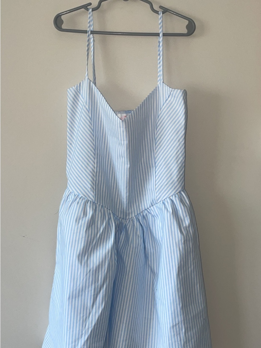 Light Blue and White Striped Adjustable Spaghetti Strap Sundress